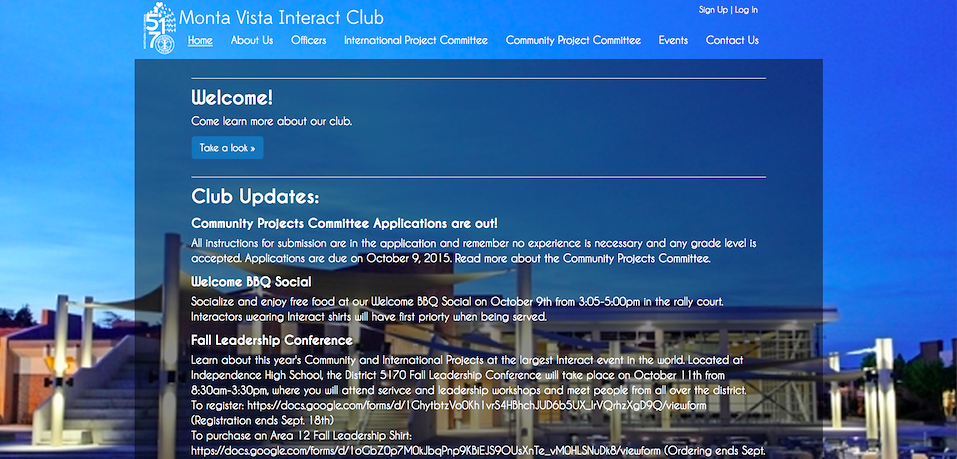 Monta Vista Interact Website screenshot